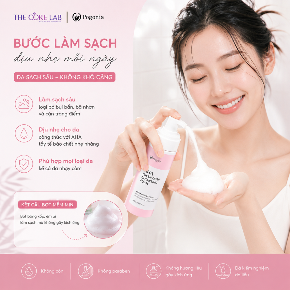 Sữa rửa mặt tạo bọt AHA