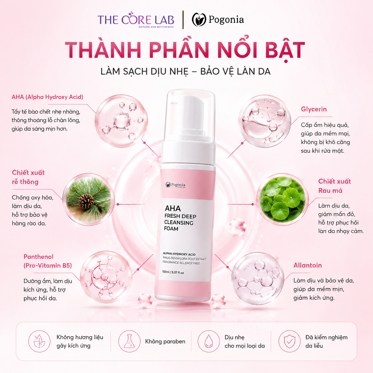 Sữa rửa mặt tạo bọt AHA
