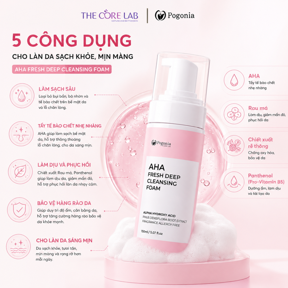 Sữa rửa mặt tạo bọt AHA