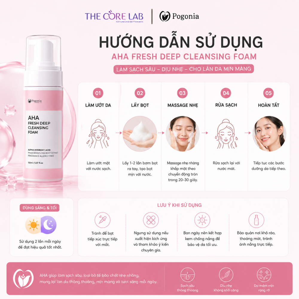 Sữa rửa mặt tạo bọt AHA