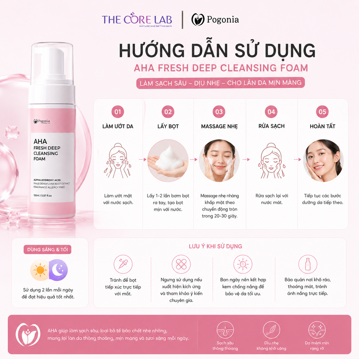 Sữa rửa mặt tạo bọt AHA