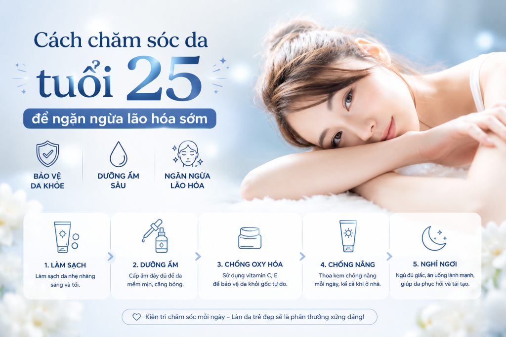 Cách chăm sóc da tuổi 25 để ngăn ngừa lão hóa sớm