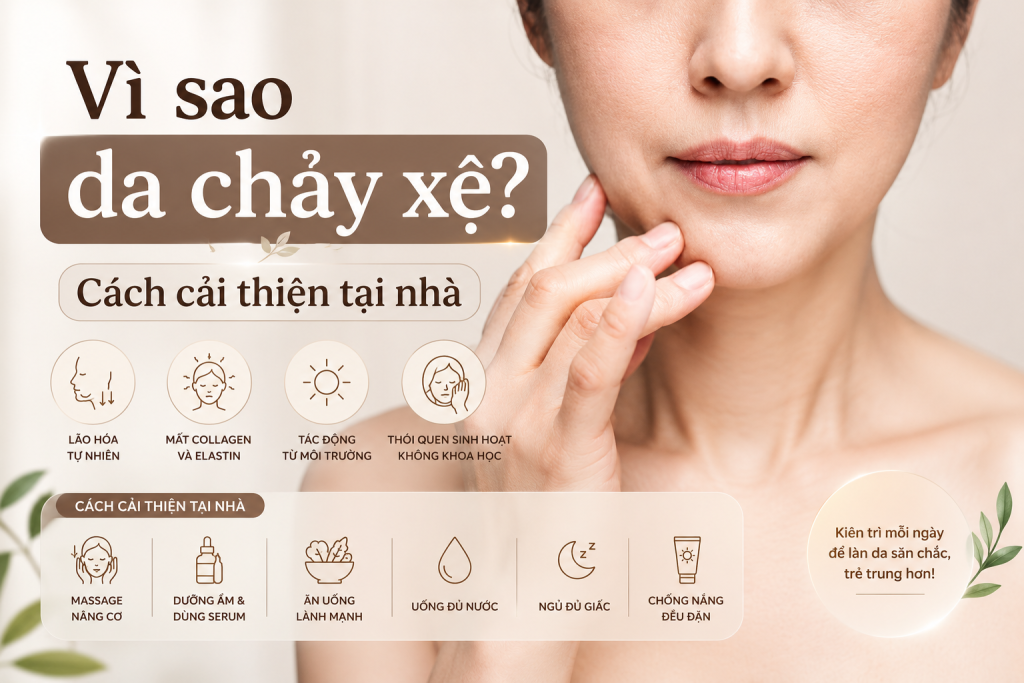 Vì sao da chảy xệ? Cách cải thiện tại nhà