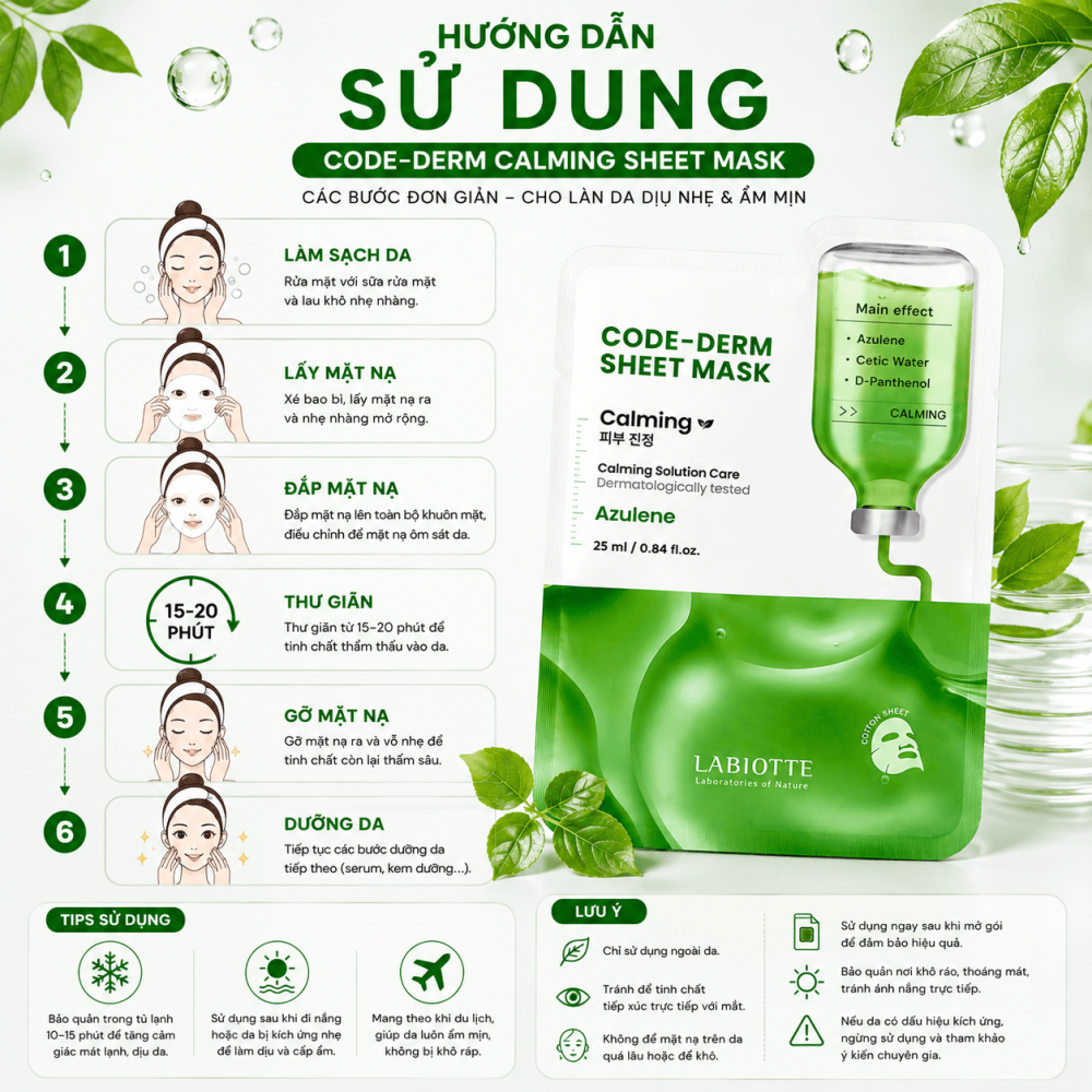 Mặt Nạ Labiotte CODE-DERM Calming Azulene3 (1)