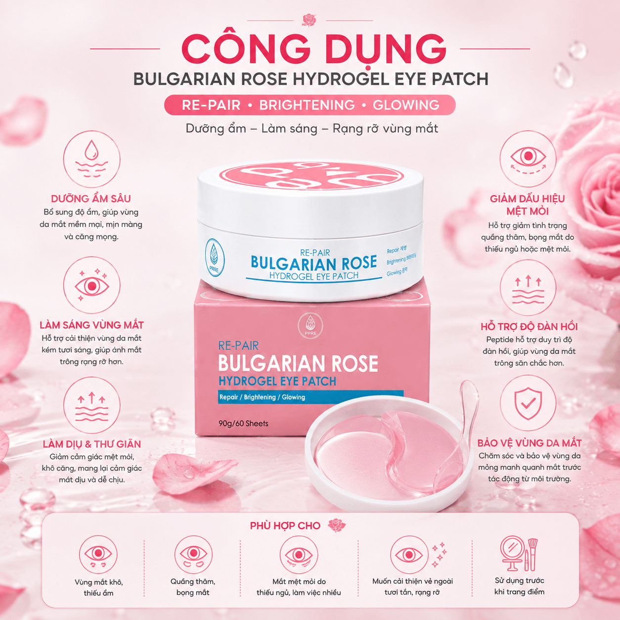 Mặt Nạ Mắt Bulgarian Rose Hydrogel2 (1)