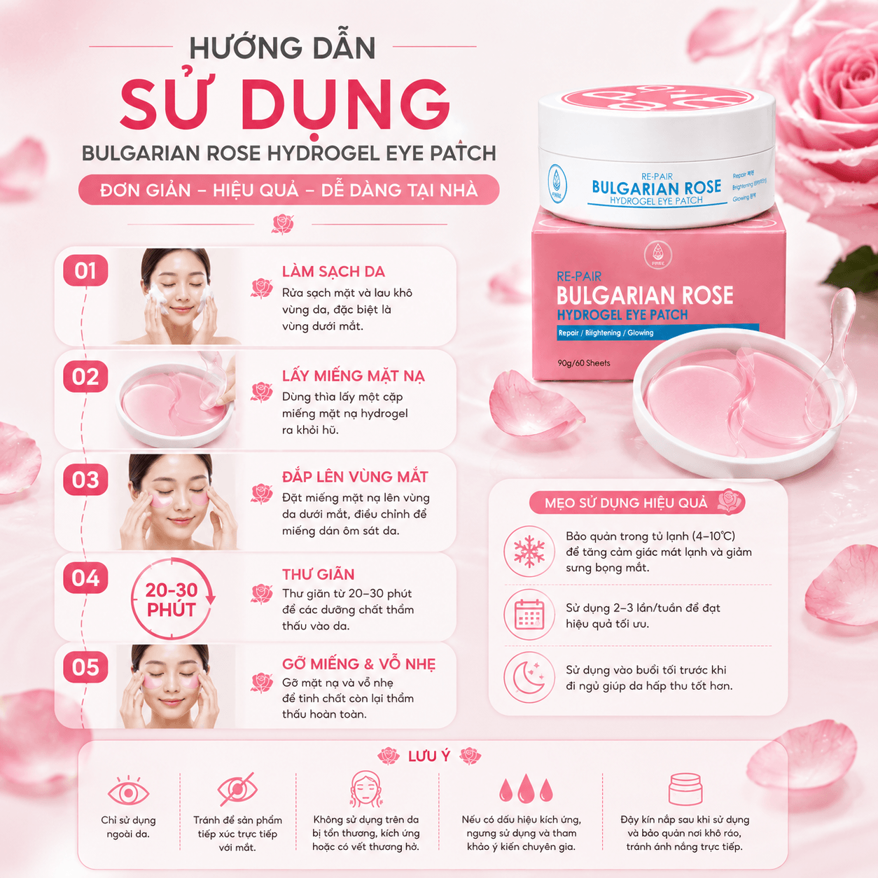 Mặt Nạ Mắt Bulgarian Rose Hydrogel3 (1)
