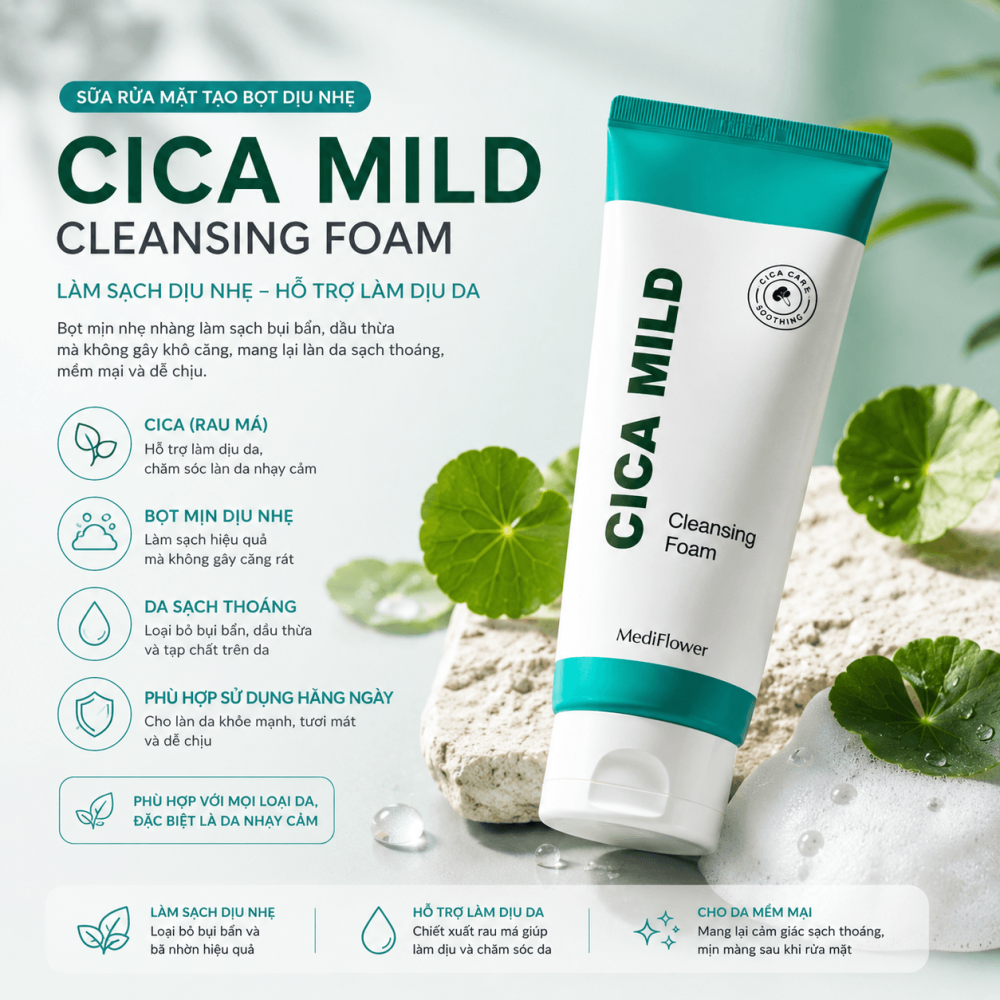 Sữa Rửa Mặt CICA MILD Cleansing Foam (1)