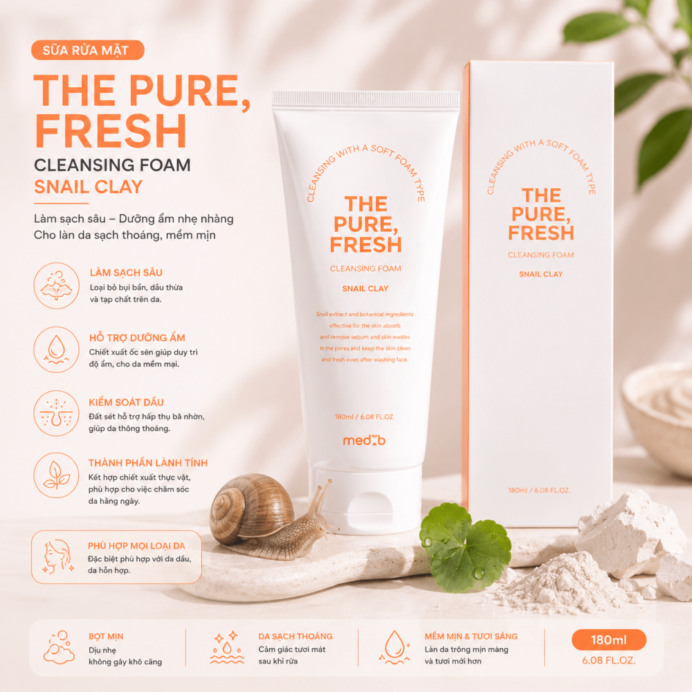 Sữa Rửa Mặt The Pure, Fresh Snail Clay (1)