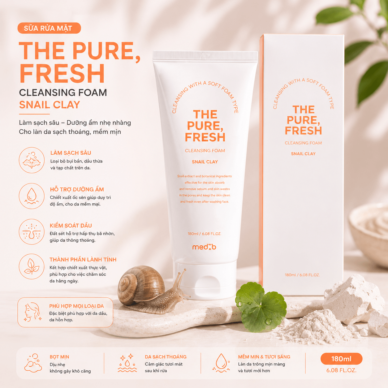 Sữa Rửa Mặt The Pure, Fresh Snail Clay (1)