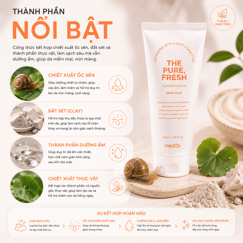 Sữa Rửa Mặt The Pure, Fresh Snail Clay1 (1)