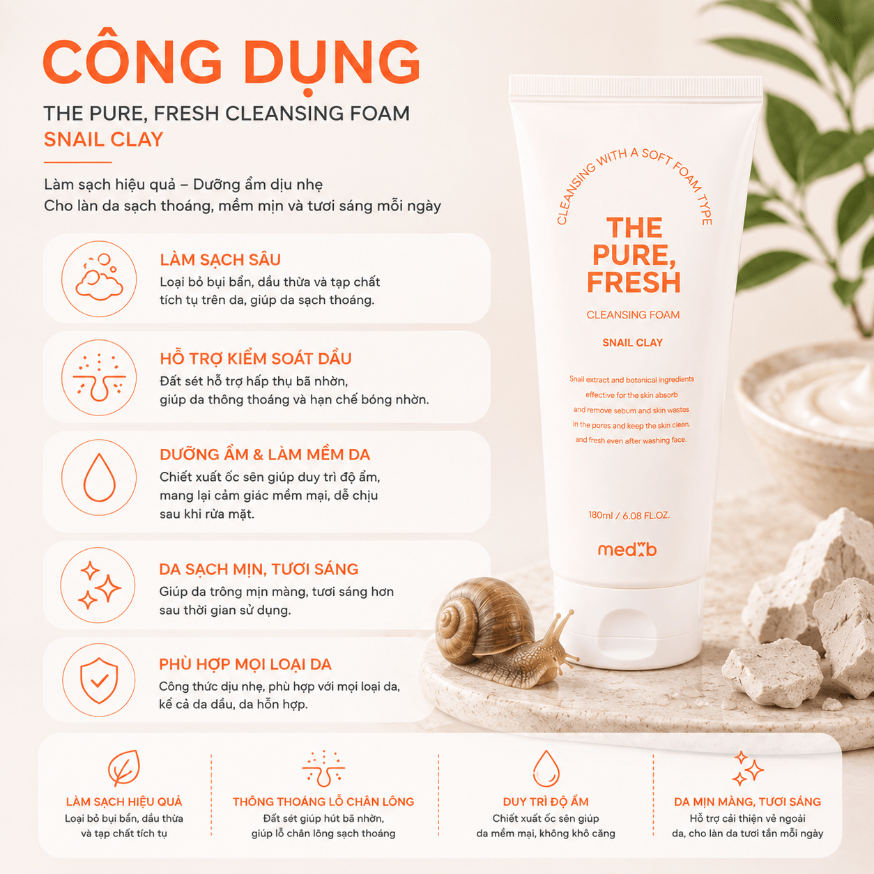 Sữa Rửa Mặt The Pure, Fresh Snail Clay2 (1)
