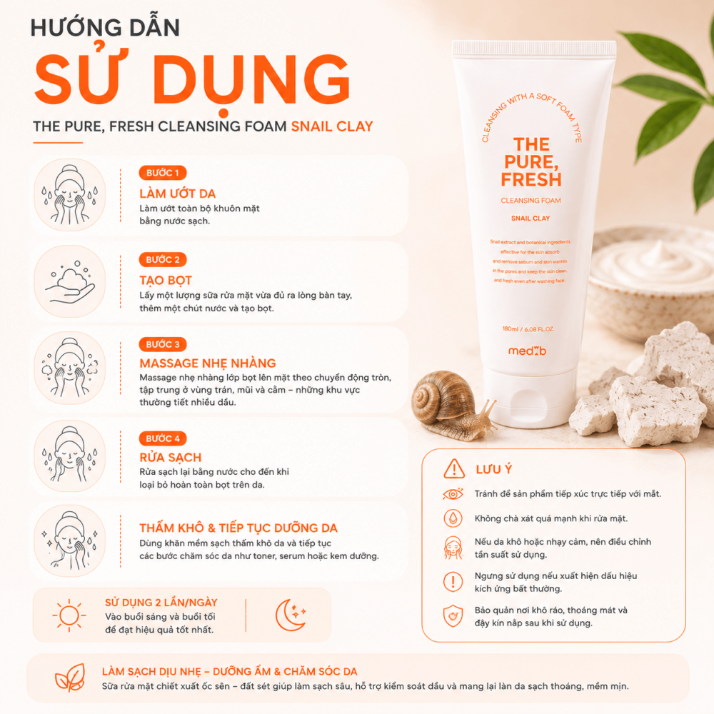 Sữa Rửa Mặt The Pure, Fresh Snail Clay2 (1)